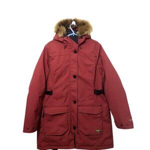 L.L. Bean Maine Mountain Parka Jacket Hickory/Rust 650 Down Fill Coat Hooded